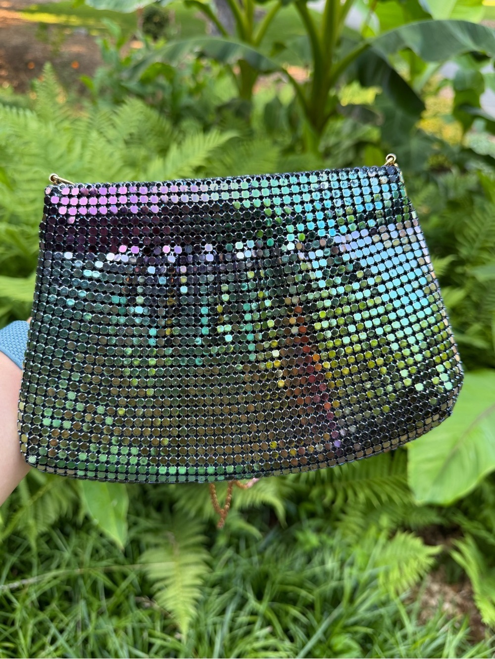 Vintage 1980s Iridescent Sequin Evening Clutch